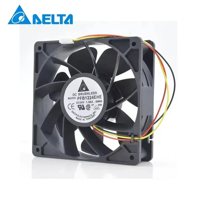 Delta 12CM 24V DC 1.08A PFB1224EHE 120x120x38mm 12038 21.6W 4000RPM 200CFM ACS510 Axial Fan