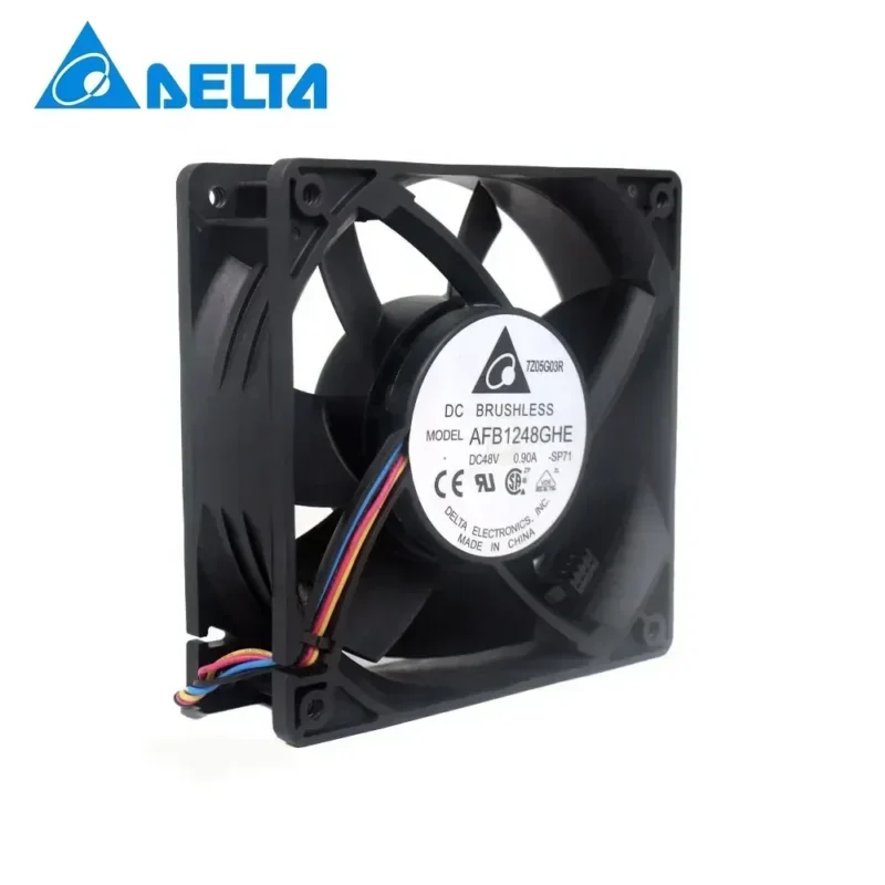 Delta AFB1248GHE 120x120x38mm 48V DC 2W 12038 12cm 241.0 CFM 3-Lead Wires Axial Fan
