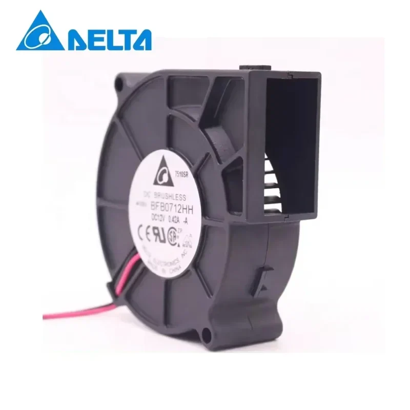 Delta BFB0712HH 7525 75x25mm 12V DC 15CFM 4500RPM 0.42A 5.04W 7.5CM Blower Axial Fan