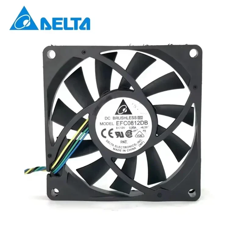 Delta EFC0812DB 12V DC 0.5A Four-wire 8015 80x80x15mm 8cm PWM Intelligent Temperature Control CPU Chassis Axial Fan