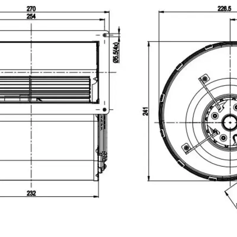ebmpapst D4E160-EG06-07 230V AC 0.79A 180W 1300RPM 160mm Ventilation Centrifugal Fan