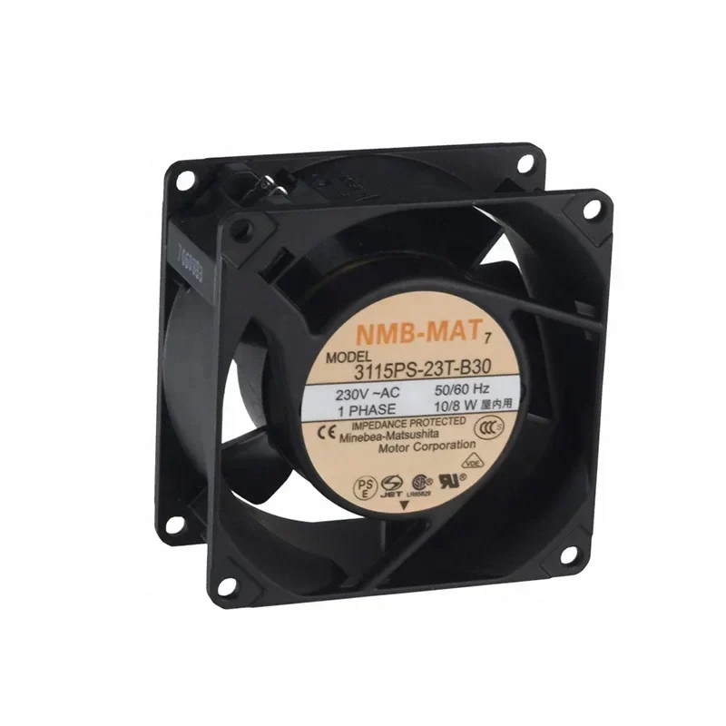 NMB 3115PS-23W-B30-A00 80x80x38mm 8038 230V AC 8cm 8W 32CFM 3200RPM Metal Lead Wires Small Axial Fan