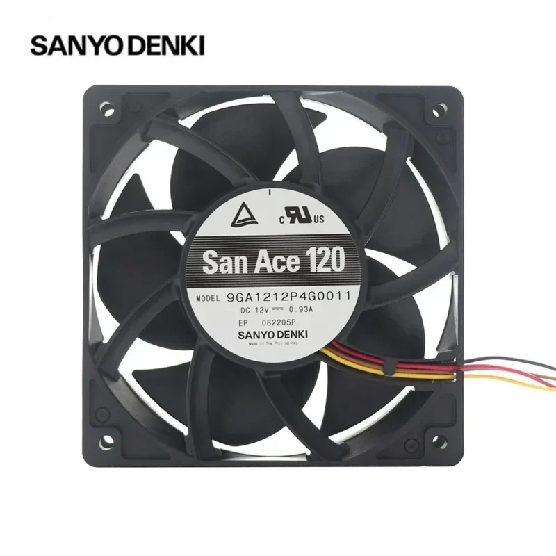 SANYO 9GA1212P4G0011 12V DC 0.93A 11.16W 134CFM 12025 12cm 120x120x25mm 6400RPM DC Axial Fan