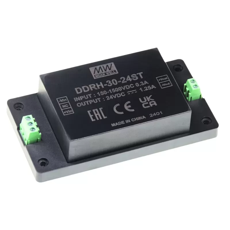 MeanWell DDRH-30-24ST 30W High-Reliability DC Converter with 150~1500Vdc Ultra-Wide Input