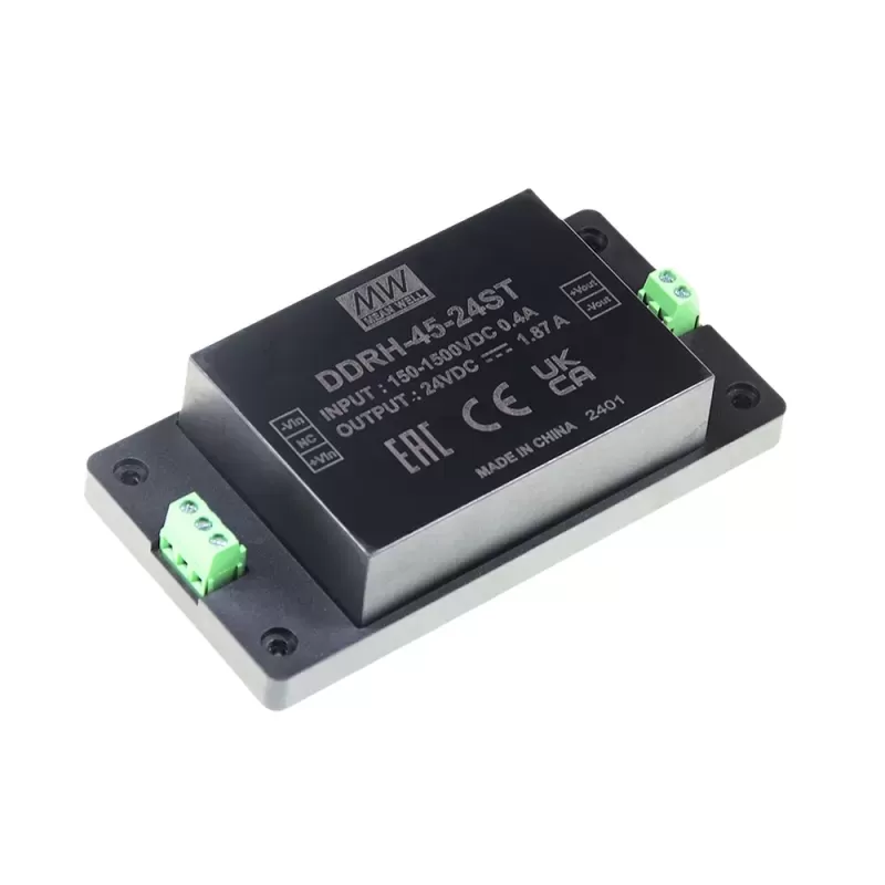 MeanWell DDRH-45-24ST 45W High-Reliability DC Converter with 150~1500Vdc Ultra-Wide Input