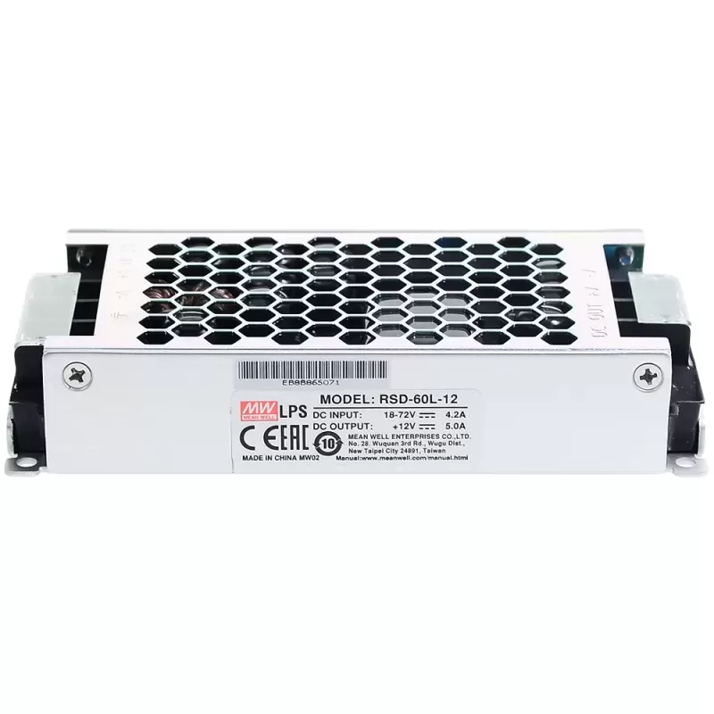 MeanWell RSD-60L-12 60W Single-group Output DC Converter for Railway Use