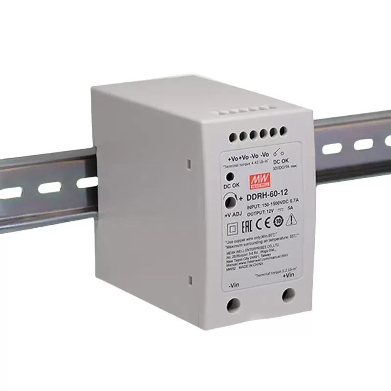 MeanWell DDRH-60-12 60W High-Reliability DC Converter with 150~1500Vdc Ultra-Wide Input