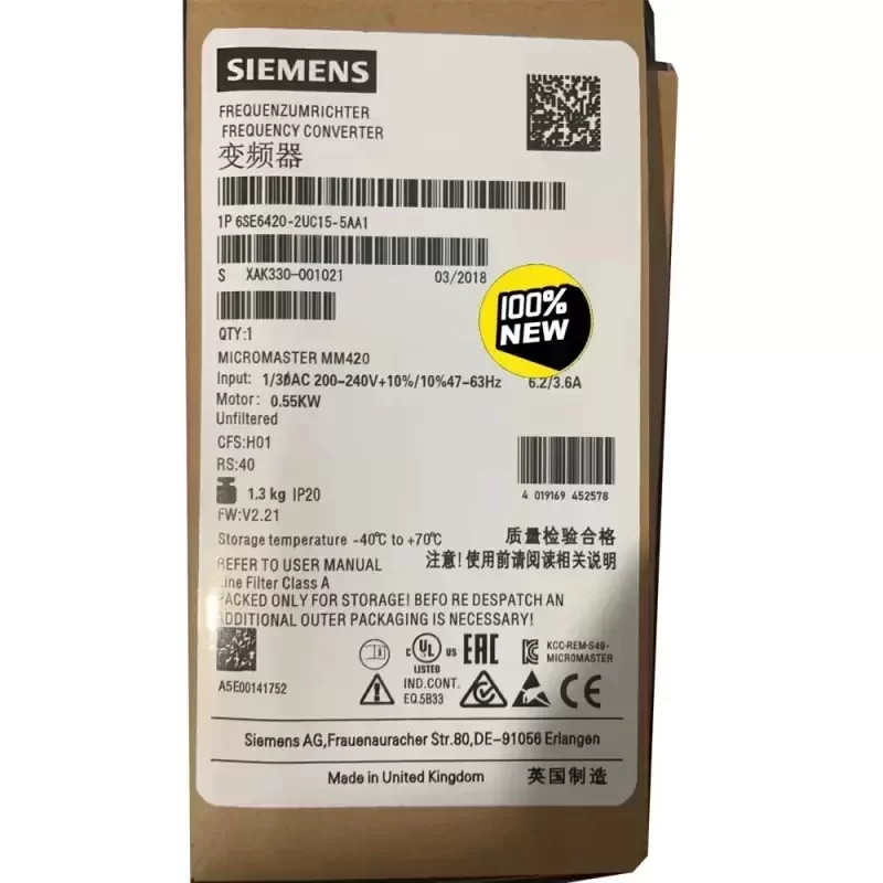 6SE6420-2UC15-5AA1 SIEMEMS PLC Controller Inverter