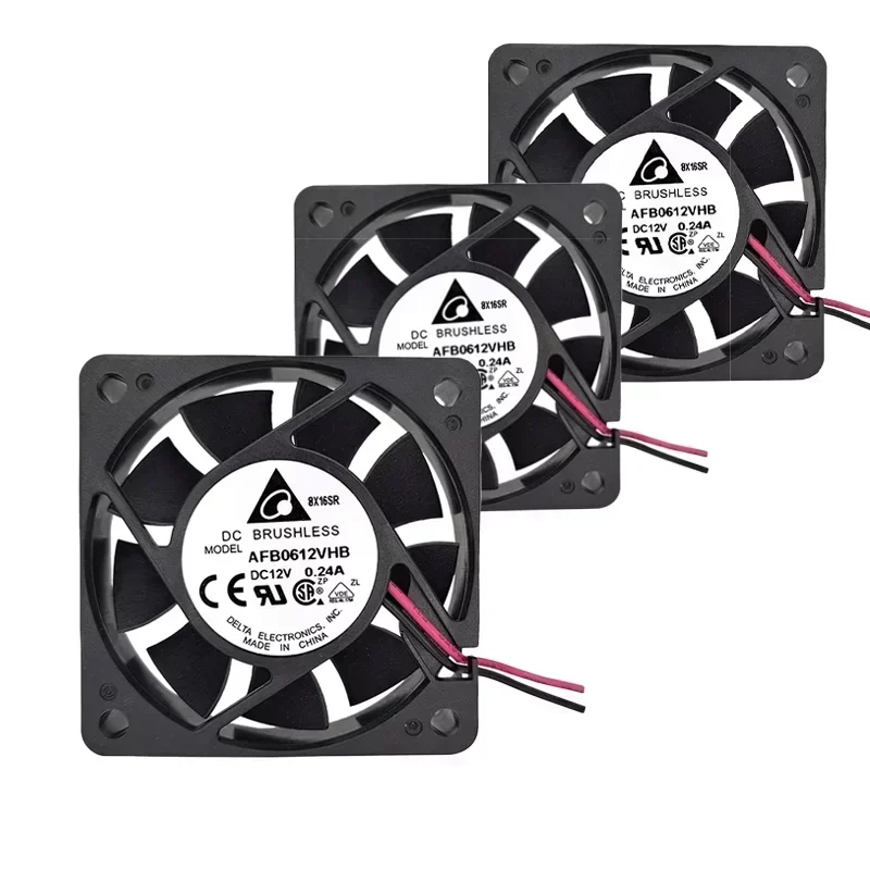 Delta AFB0612VHB 12V DC 0.24A Farm Roof 5000RPM 19.42CFM 60x60x15mm Ball Bearing