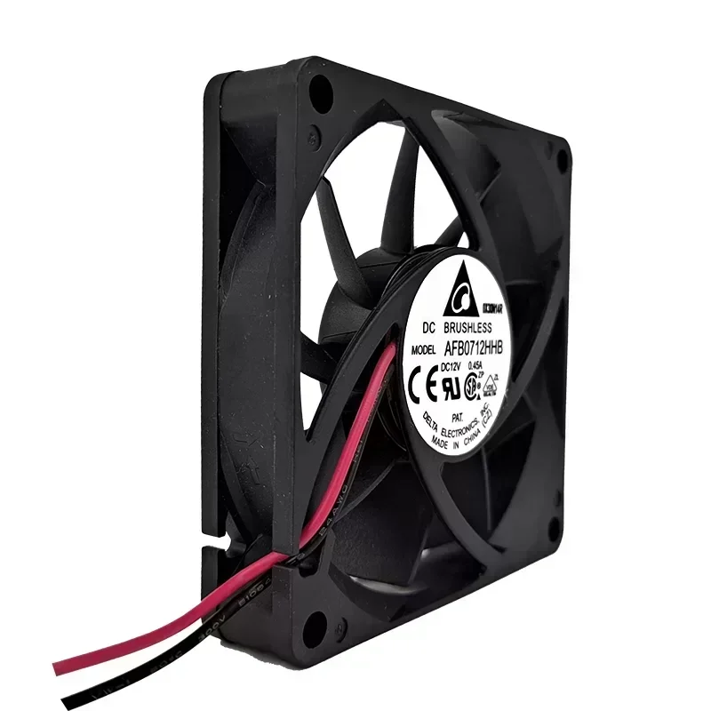 Delta AFB0712HHB 4300RPM 70x70x15mm Ball Bearing 12V DC 0.45A Plastic Blade 37.54CFM Axial Fan