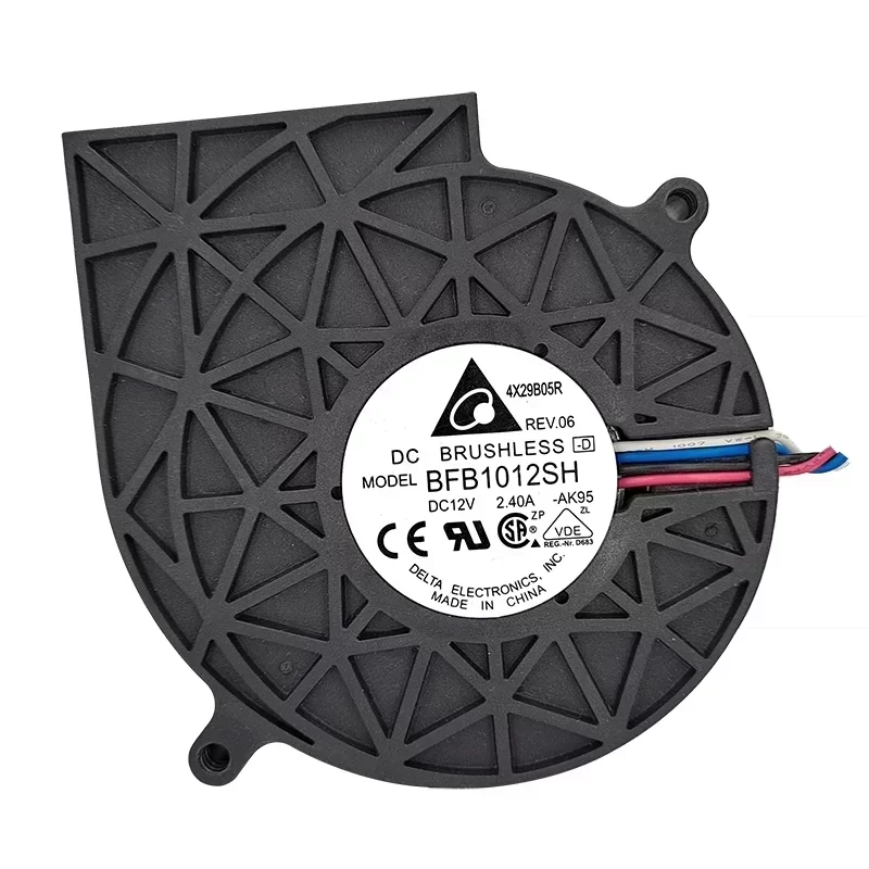 Delta BFB1012SH-AK95 Power Ball Bearing Plastic Blade Flow Blower Centrifugal Blower 12V 2.4A 97x94x33