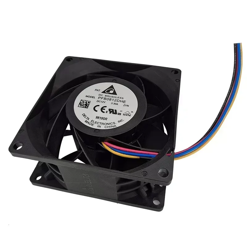 Delta PFB0812DHE-ZYN 12V DC 3.3A Ball Bearing Axial Flow Plastic Blade Exhaust Fan 80x80x38mm 9000RPM