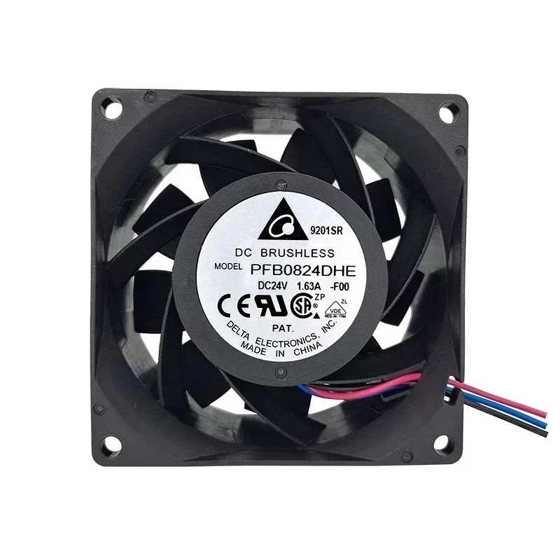 Delta PFB0824DHE-F00 24V DC Ball Bearing Axial Fans 80x80x38mm Plastic Blade Ventilation 65dBA