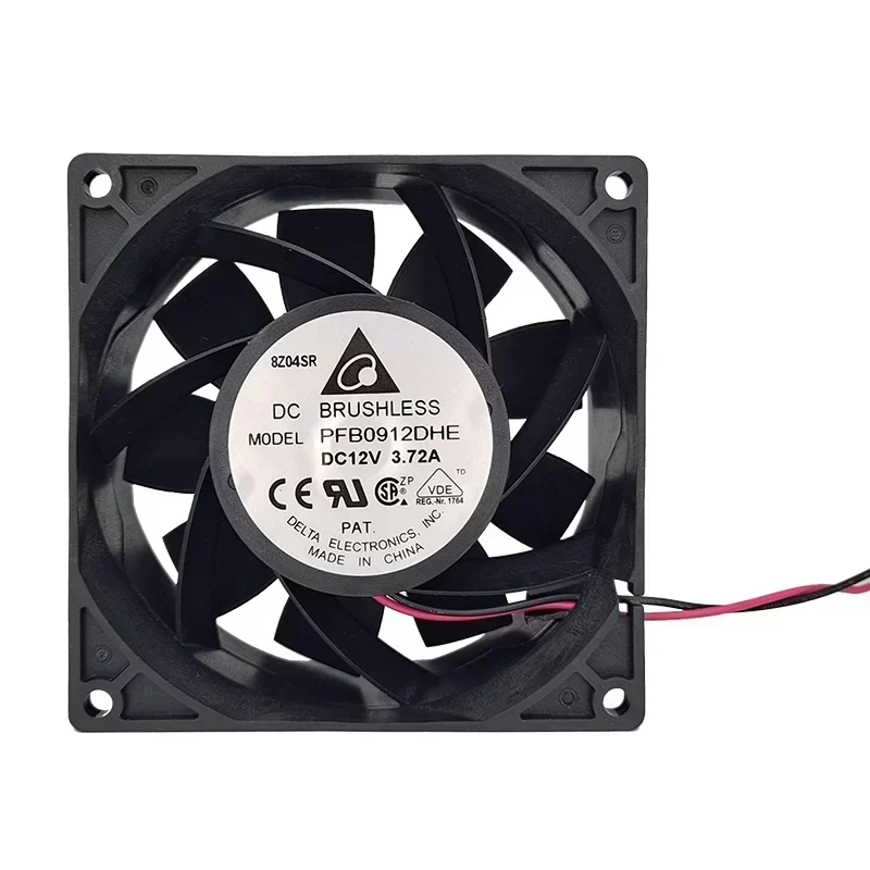 Delta PFB0912DHE 12V DC Ball Bearing Axial Fan 8000RPM 175.03CFM 92x92x38mm Plastic Blade 3.72A Ventilation