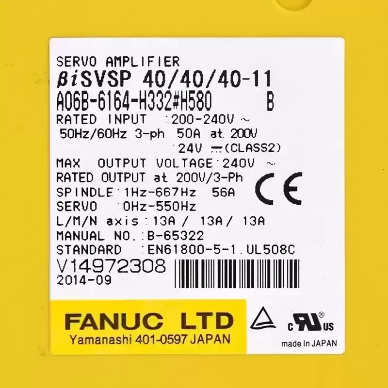 FANUC A06B-6164-H332#H580 Servo Drive A06B6164H332 for Industrial Electrical Equipment