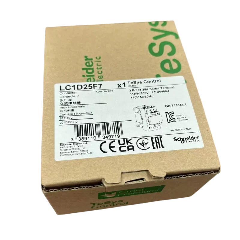 LC1D25F7 Tesys 3P 25A 110V AC Contactor Schneider Electric