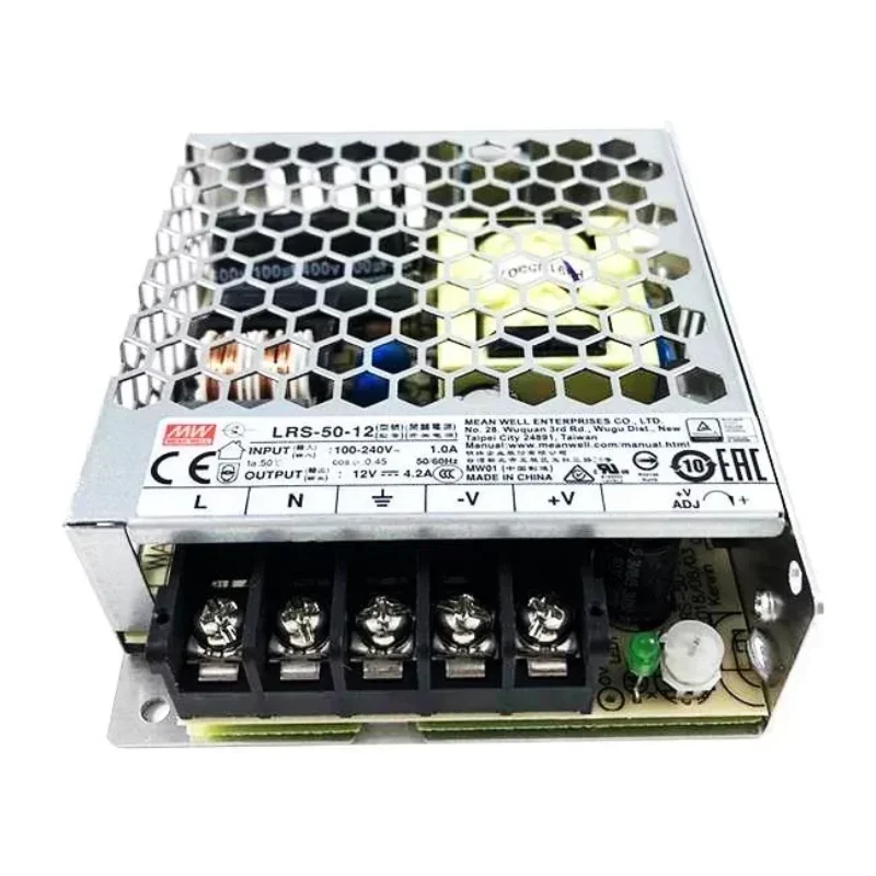 Meanwell LRS-50-12 51-100W Power Switching Supply with 12V Single Output Voltage Wide Input Voltage Range 86% Efficiency
