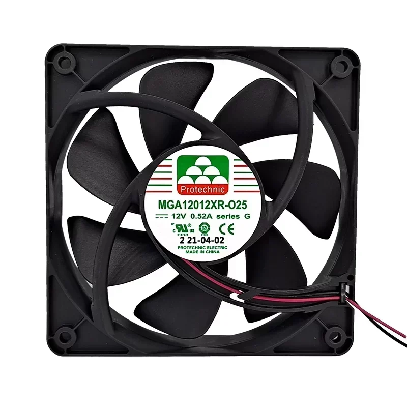MGA12012XR-O25(G) Protechnic Axial Fan 12V DC 0.52A 120x120x25mm 2700RPM 96.2CFM Ball Bearing