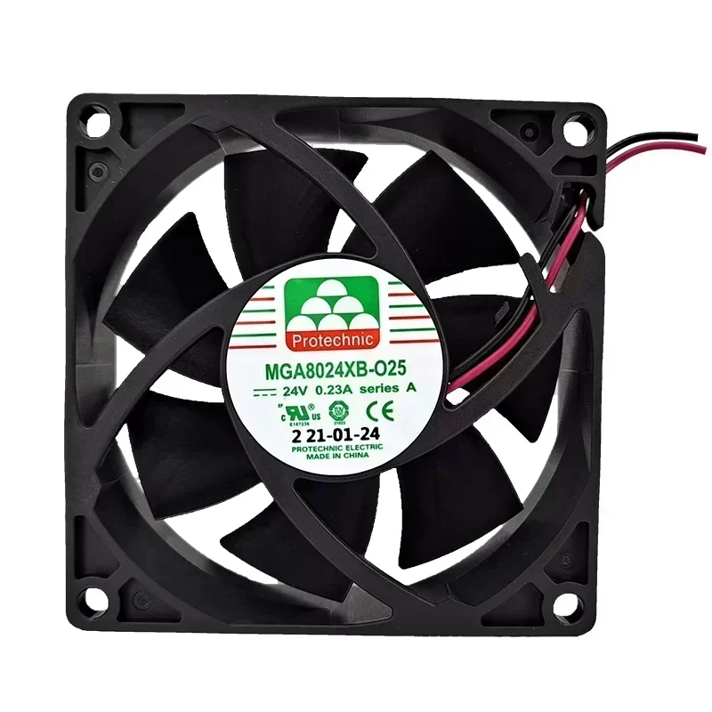 MGA8024XB-O25(A) Protechnic Centrifugal Axial Fan 24V DC 0.23A 80x80x25mm 3600RPM 45.57CFM