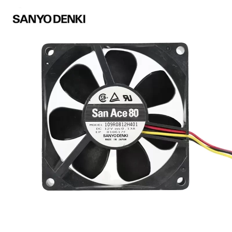 SANYO 109R0812H401 12V 2900RPM 36.4CFM 1.56W Wire Chassis Cabinet Axial Fan