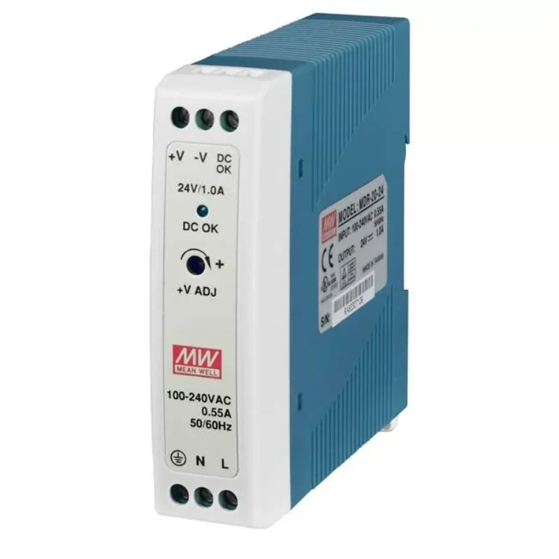 Single Output MDR-20-24 Mean Well Switching Power Supply 24V Output Voltage 85-264VAC/120-370VDC Input DIN Rail TS-35/7.5 15