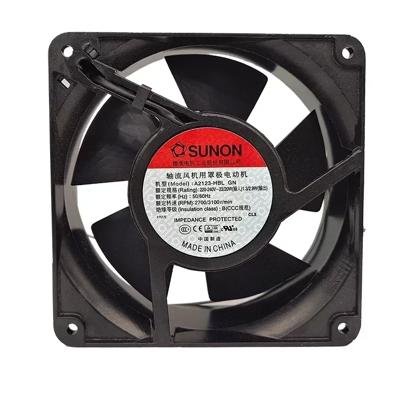 SUNON A2123-HBLGN 120x120x38mm Axial Fan Ball Bearing Plastic Blades 220V 23W 117CFM 3100RPM