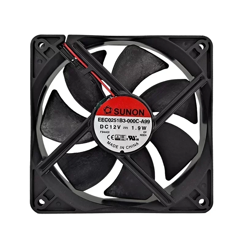 SUNON EEC0251B3-000C-A99 Axial Fan Ball Bearing 120x120x25mm 12V 1.9W 75CFM 2200RPM