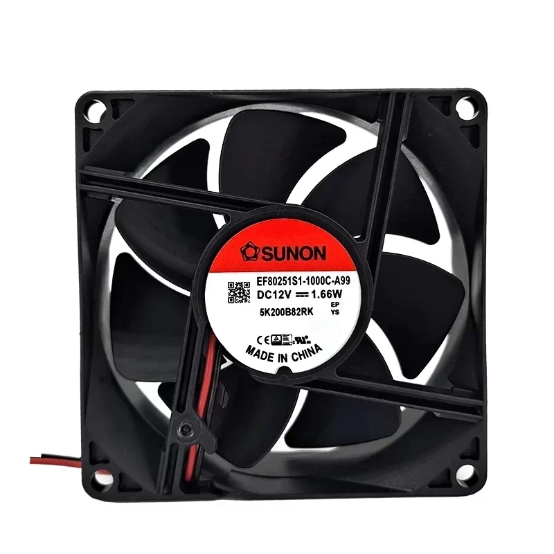 SUNON EF80251S1-1000C-A99 Axial Fan Ball Bearing 80x80x25mm 12VDC 41CFM 3200RPM