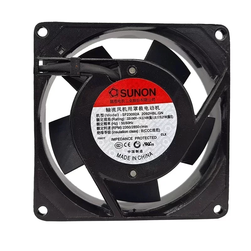 SUNON SF23092A2092HBL.GN Axial Fan Ball Bearing Plastic Blades 92x92x25mm 220V 14.5W 37CFM 2850RPM