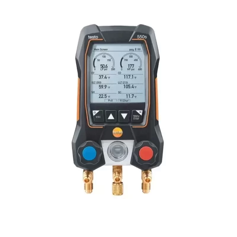 Testo 550s Digital Manifold Kit with Temperature Probes -14 to 870 psi