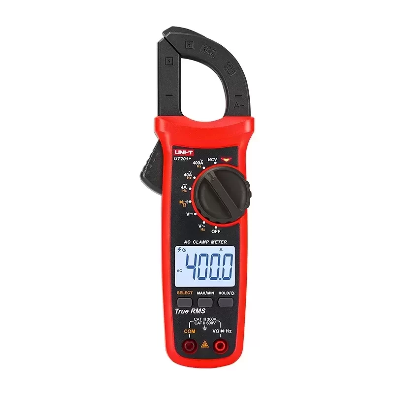 UNI-T UT201+ Digital Clamp Meter NCV 400A to 600A AC/DC Current Temperature Test Measures Resistance Continuity Clamp Meters